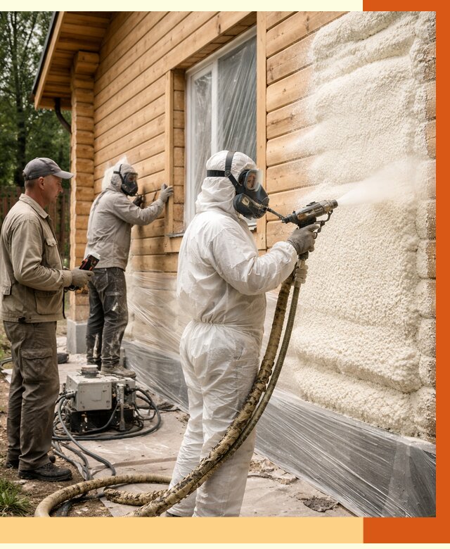 Утепление дома из бруса ППУ в Фурманове от 3922 руб/м2 под ключ | ТепломастерФрв