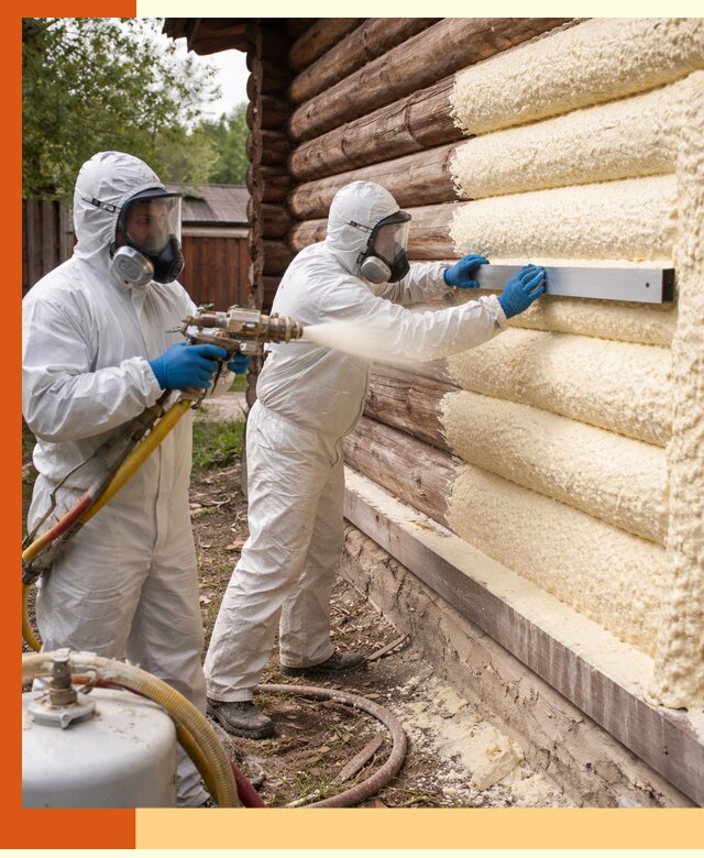 Утепление бревенчатого дома ППУ в Фурманове эффективной изоляцией