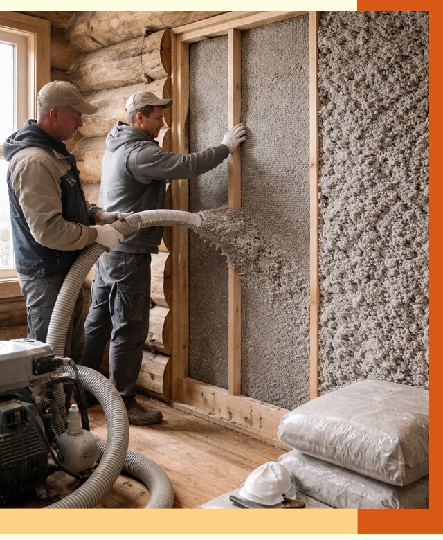 Утепление бревенчатого дома эковатой в Фурманове от 2802 руб. | ТепломастерФрв