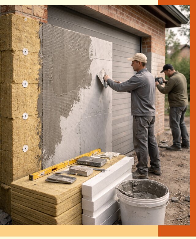 Утепление гаража снаружи в Фурманове от 4279 руб. за м2 — наружное утепление под ключ | ТепломастерФрв