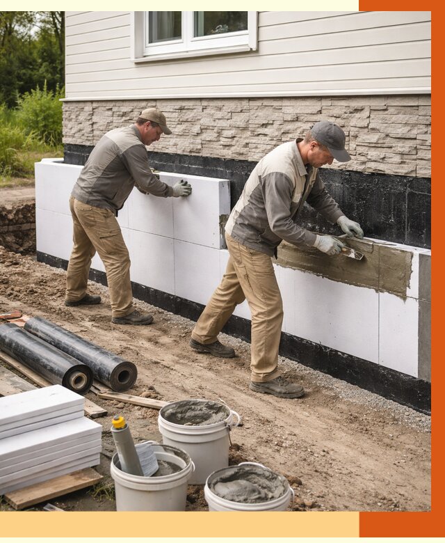 Утепление фундамента снаружи в Фурманове от 4279 руб. за м² | ТепломастерФрв