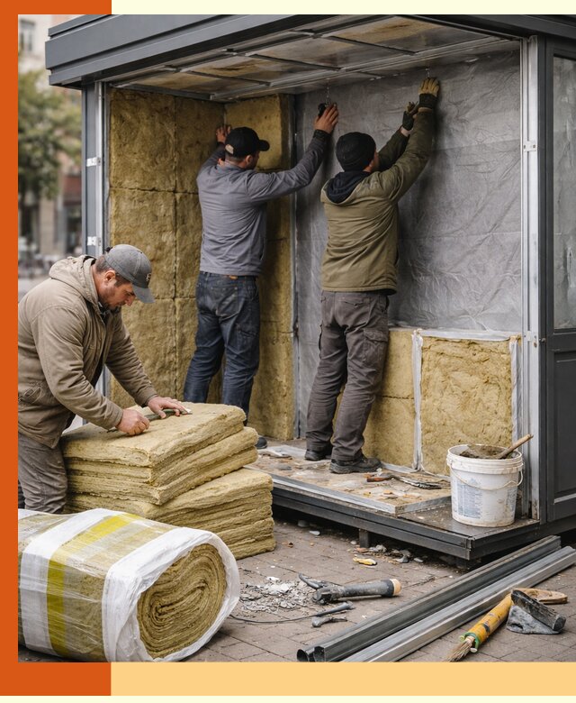Утепление павильона шаурмы под ключ в Фурманове