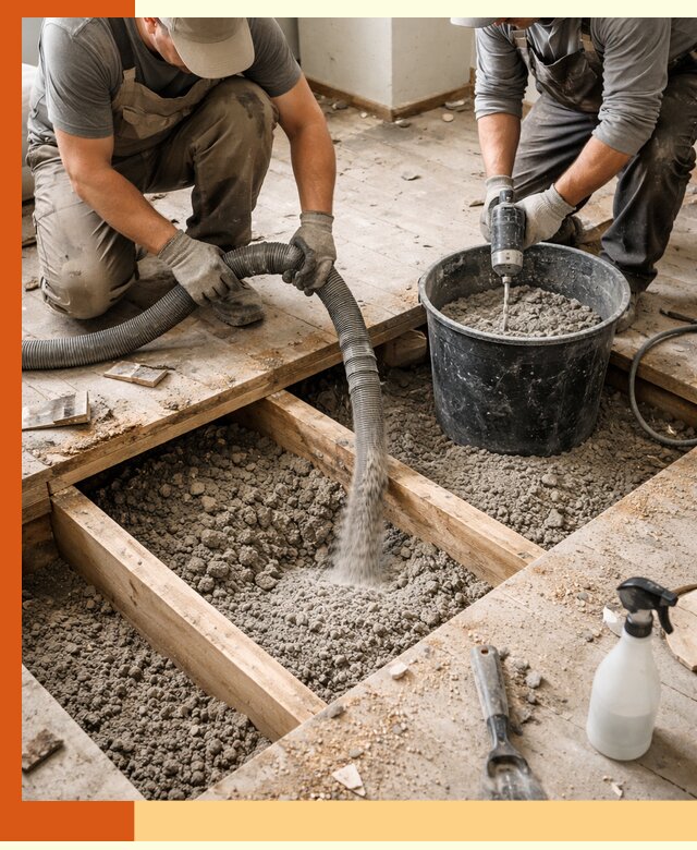 Заполнение пустот пола в Фурманове полиуретаном и пенополистиролом