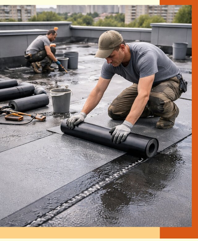Гидроизоляция плоской кровли в Фурманове от 4585 руб./м2 — профессионально | ТепломастерФрв