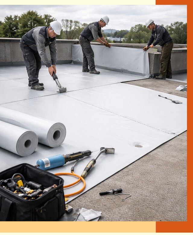 Гидроизоляция мембранной кровли в Фурманове от 7641 руб./м² — профессионально | ТепломастерФрв